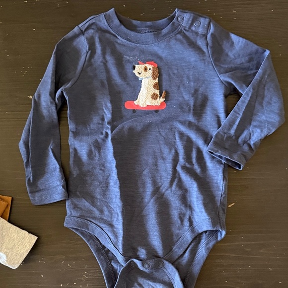 4 Garanimals Yellow, Brown, Gray, and Blue Bodysuit Set - Picture 4 of 6